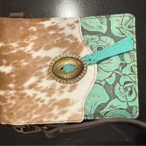 Stylish Brown and Teal Women's Bag